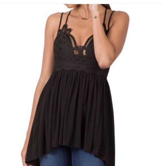 Zenana Tank 1X Lace Detail Vneck Blue Babydoll Style Flowy Feminine - Picture 14 of 14